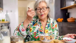 eating breakfast